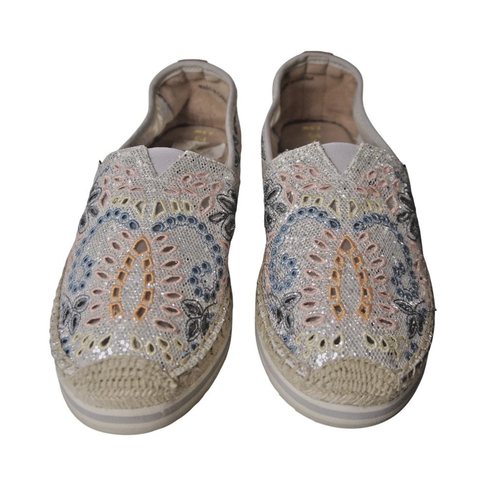 JOY & MARIO METALLIC EMBROIDERED ESPADRILLES WOMEN’S 7.5 PLATFORM SLIP-ON - Picture 6 of 9